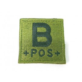 B POS Blood Type Identification Velcro Patch Olive Drab OD