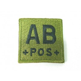 AB POS Blood Type Identification Velcro Patch Olive Drab OD