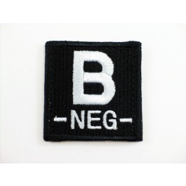 B NEG Blood Type Identification Velcro Patch Black