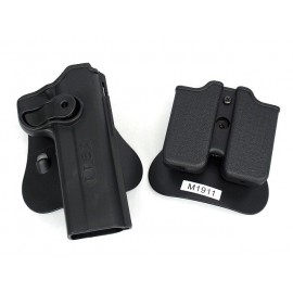 IMI Style Colt 1911 RH Pistol & Magazine Paddle Holster Black