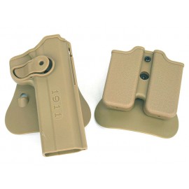 IMI Style Colt 1911 RH Pistol & Magazine Paddle Holster Tan